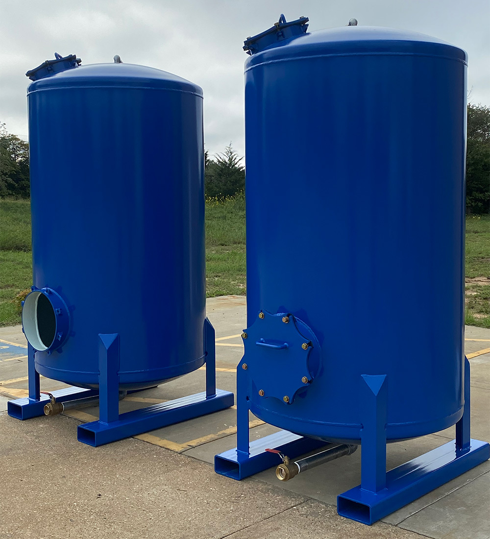 Two finished process vessels made by Crest Water Solutions